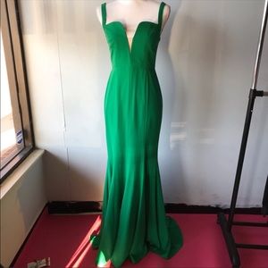 GB deep V green gown